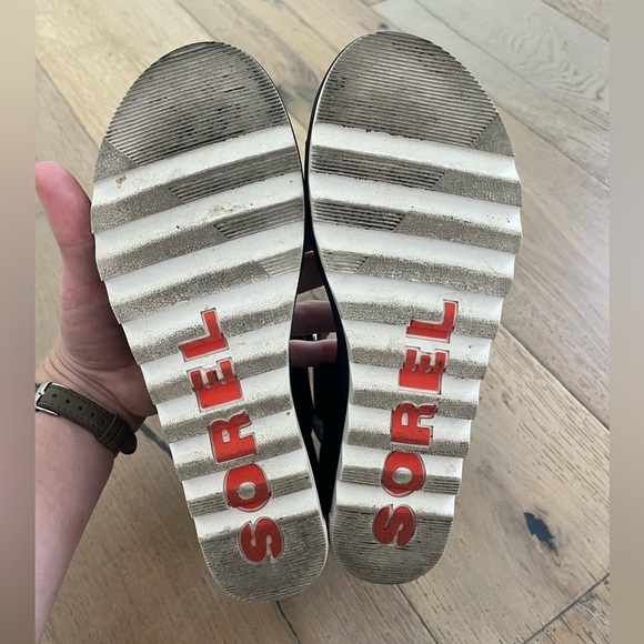 Sorel Cameron Wedge Sandal Velcro Black Women 8.5 Casual Chunky Minimal - Picture 3 of 9